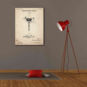 'Tattoo Stencil Pen Blueprint Patent Parchment,' Canvas Wall Art,26 x 34