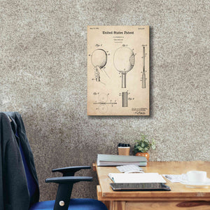 'Table Tennis Paddle  Blueprint Patent Parchment,' Canvas Wall Art,18 x 26