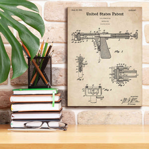 'Tattoo Gun Blueprint Patent Parchment,' Canvas Wall Art,12 x 16