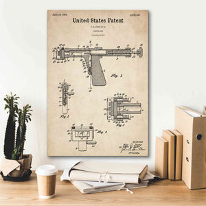 'Tattoo Gun Blueprint Patent Parchment,' Canvas Wall Art,18 x 26