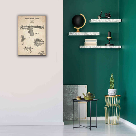 Image of 'Tattoo Gun Blueprint Patent Parchment,' Canvas Wall Art,18 x 26