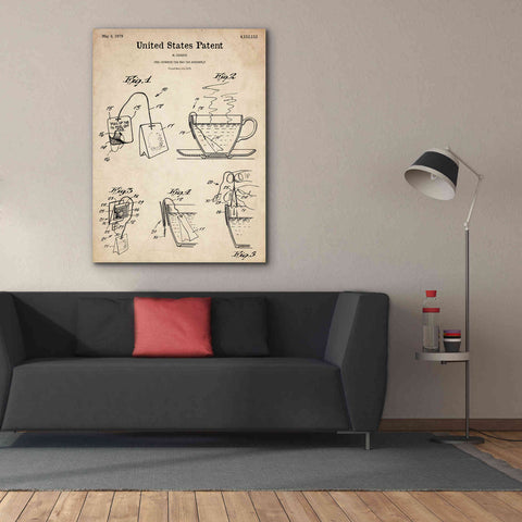 Image of 'Tea Bag Blueprint Patent Parchment,' Canvas Wall Art,40 x 54