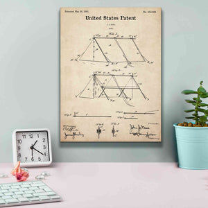 'Tent Blueprint Patent Parchment,' Canvas Wall Art,12 x 16