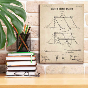 'Tent Blueprint Patent Parchment,' Canvas Wall Art,12 x 16