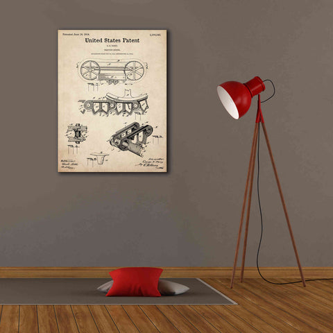 Image of 'Traction Engine Blueprint Patent Parchment,' Canvas Wall Art,26 x 34