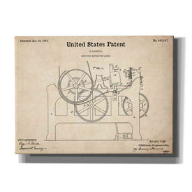 'Weft Stop Motion for Looms Blueprint Patent Parchment,' Canvas Wall Art,16x12x1.1x0,26x18x1.1x0,34x26x1.74x0,54x40x1.74x0