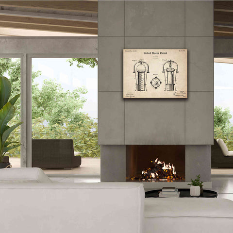 Image of 'Wine Cooler Blueprint Patent Parchment,' Canvas Wall Art,34 x 26