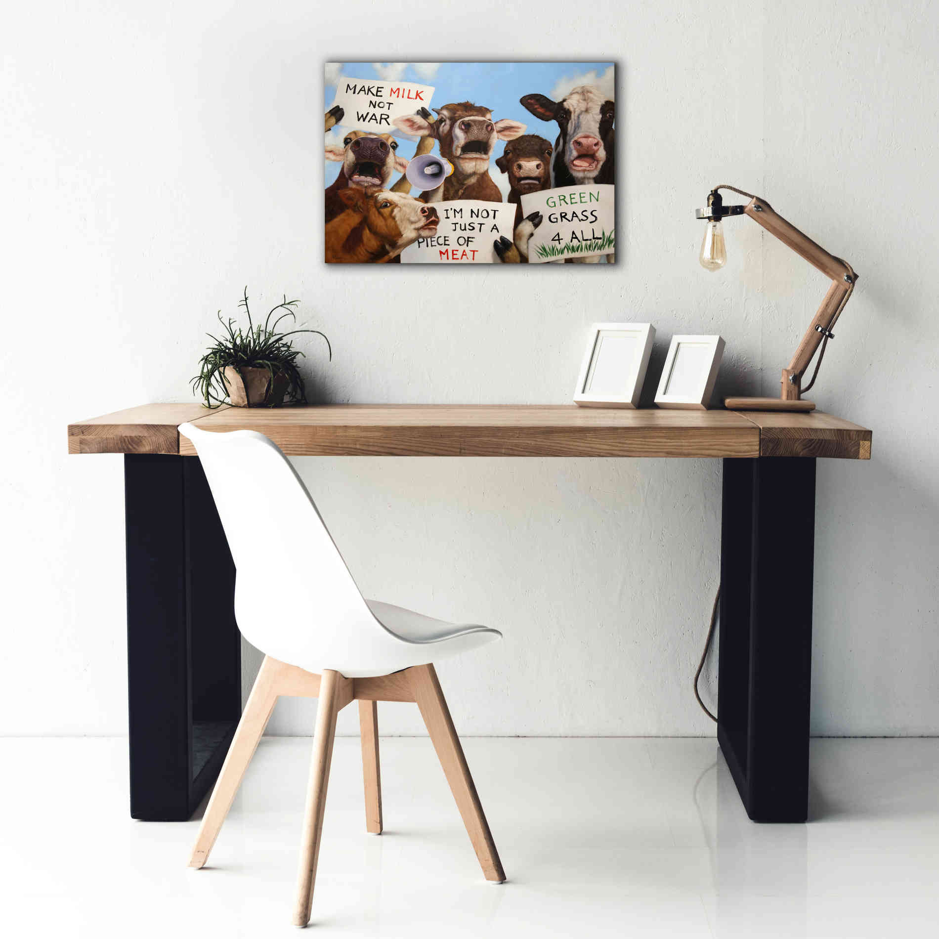 'Political Moooovement' by Lucia Heffernan, Canvas Wall Art,26x18