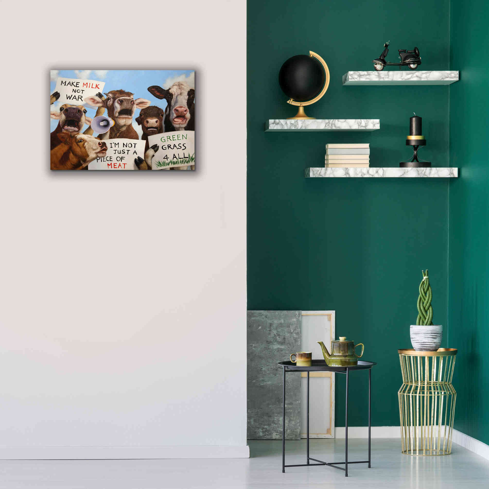'Political Moooovement' by Lucia Heffernan, Canvas Wall Art,26x18