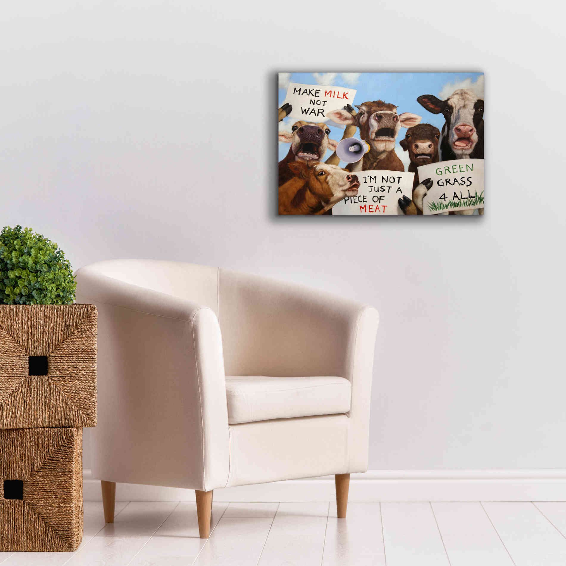 'Political Moooovement' by Lucia Heffernan, Canvas Wall Art,26x18