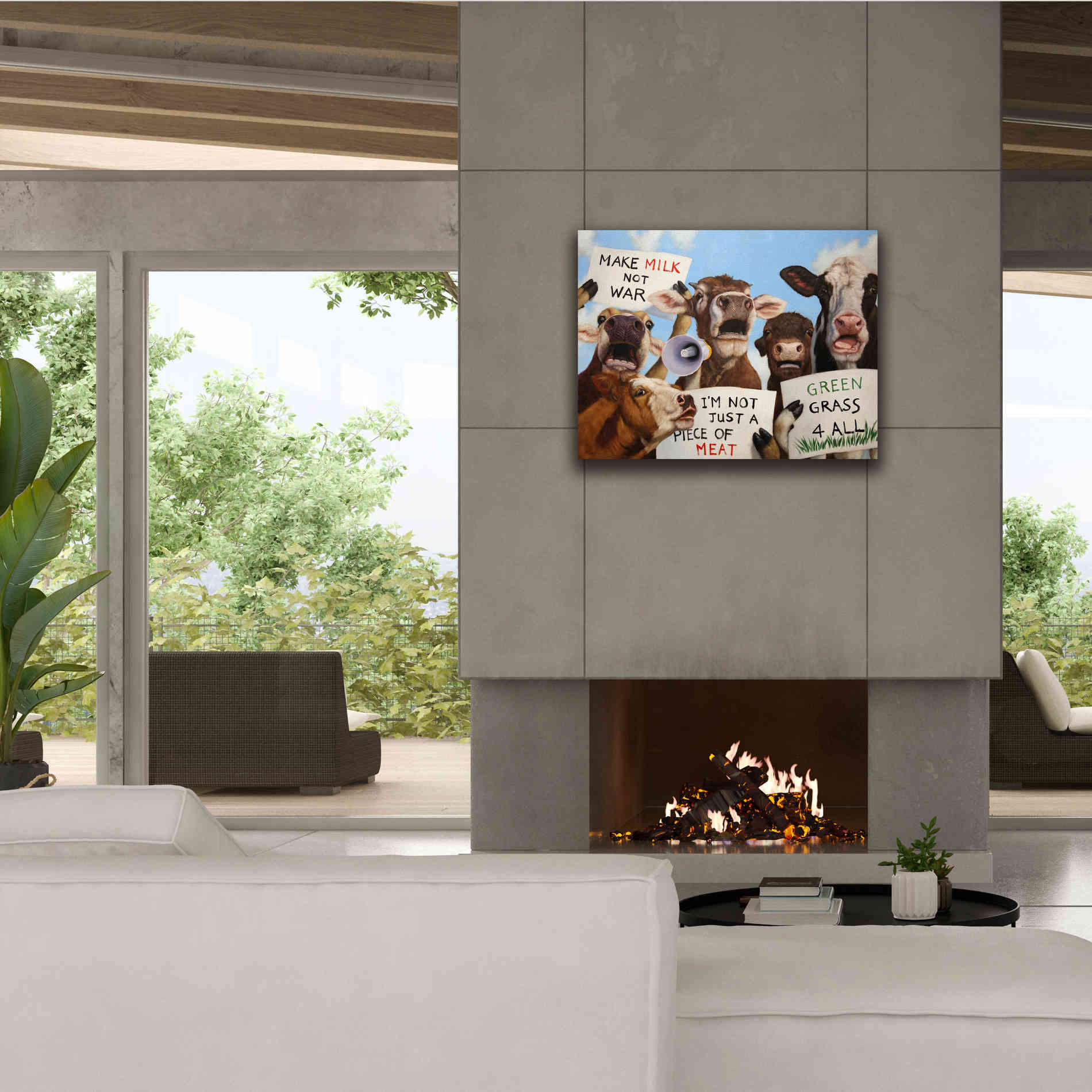 'Political Moooovement' by Lucia Heffernan, Canvas Wall Art,34x26