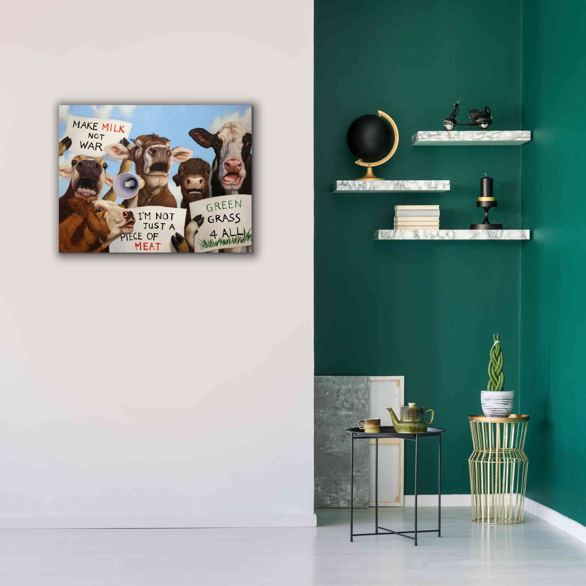 'Political Moooovement' by Lucia Heffernan, Canvas Wall Art,34x26