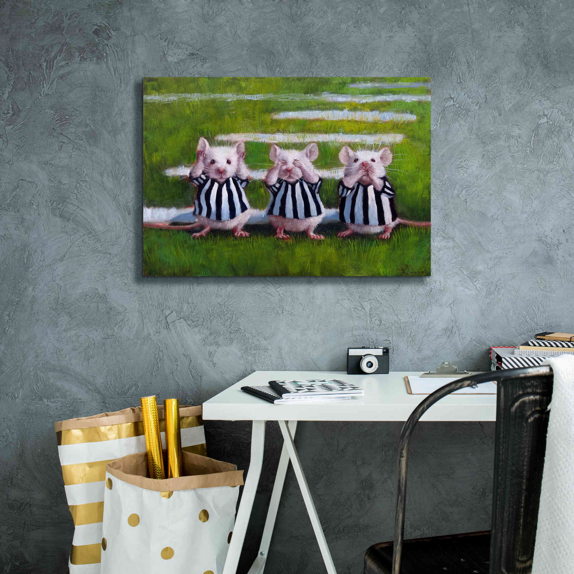 'Three Blind Mice' by Lucia Heffernan, Canvas Wall Art,26x18