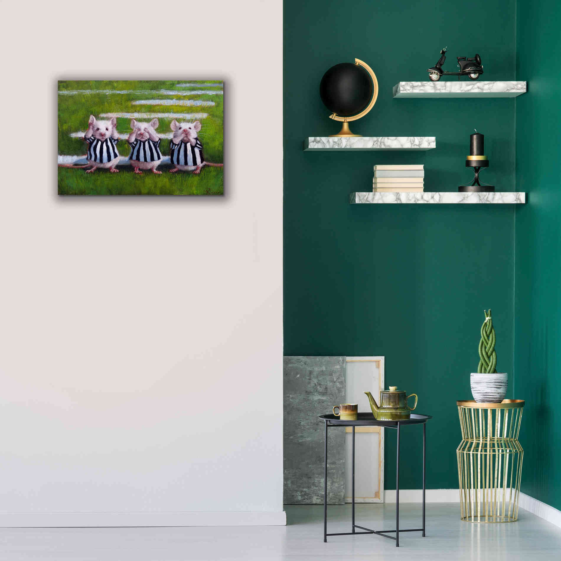 'Three Blind Mice' by Lucia Heffernan, Canvas Wall Art,26x18