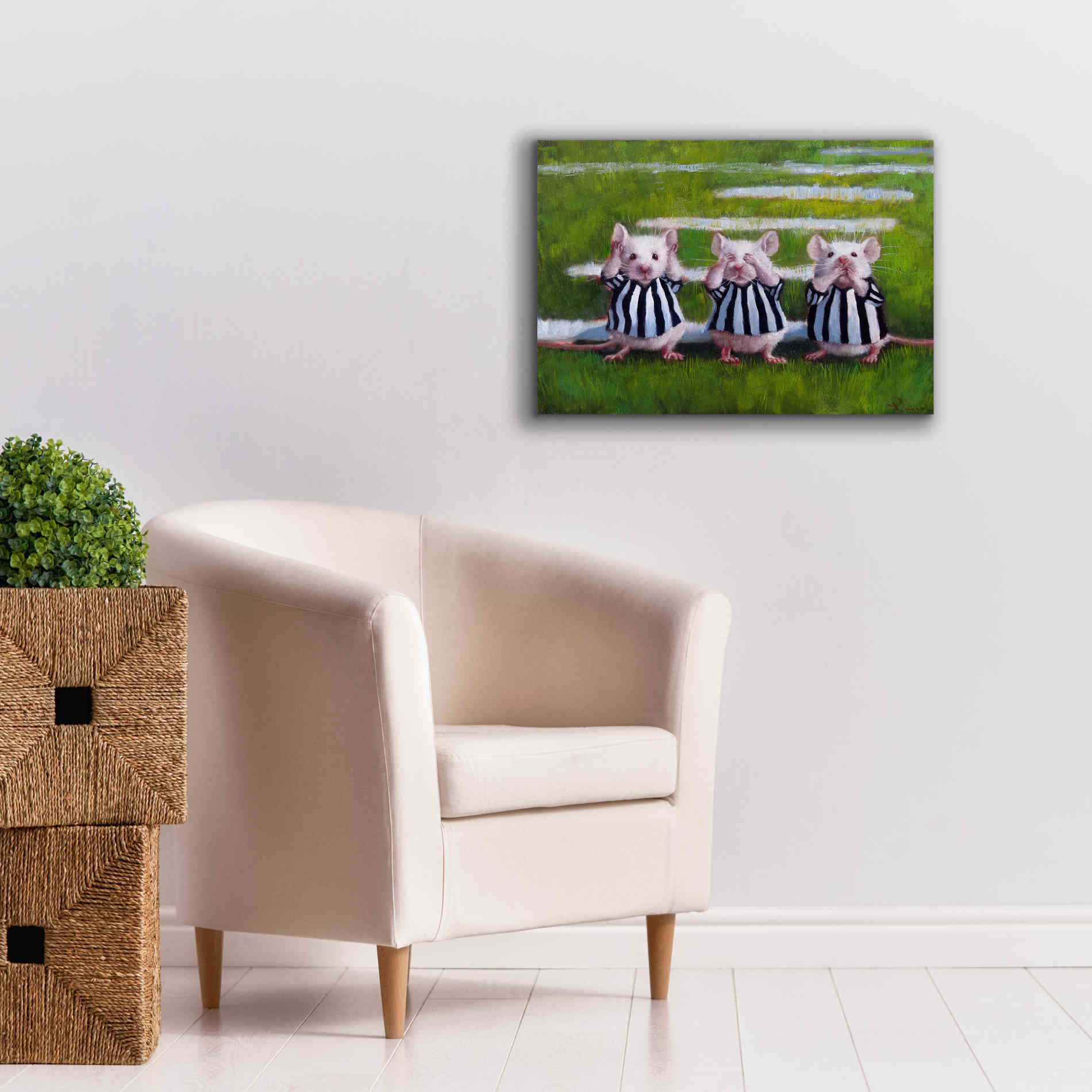 'Three Blind Mice' by Lucia Heffernan, Canvas Wall Art,26x18