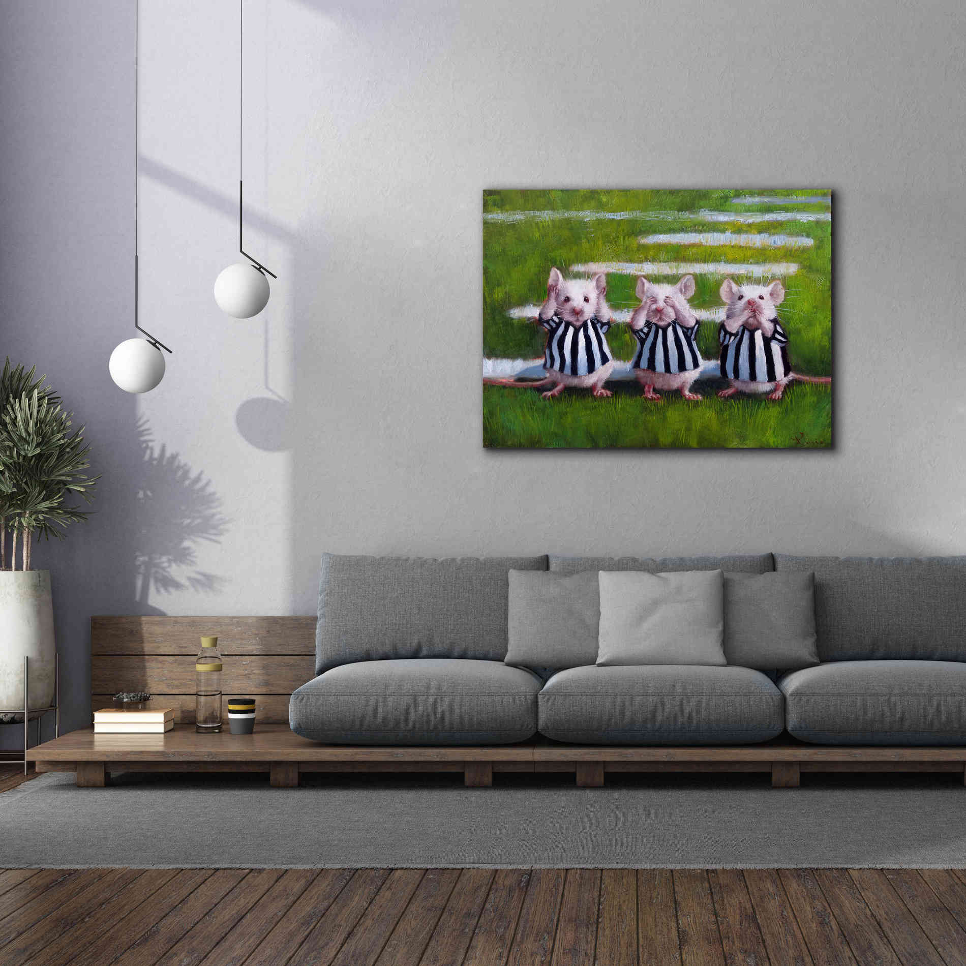 'Three Blind Mice' by Lucia Heffernan, Canvas Wall Art,54x40