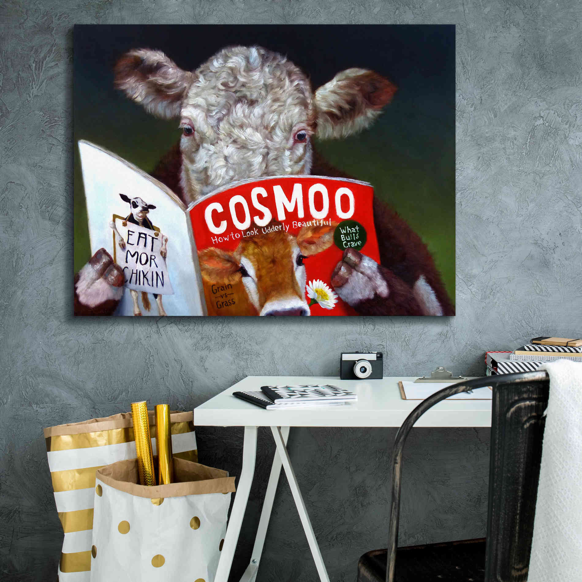 'Cow Tips' by Lucia Heffernan, Canvas Wall Art,34x26