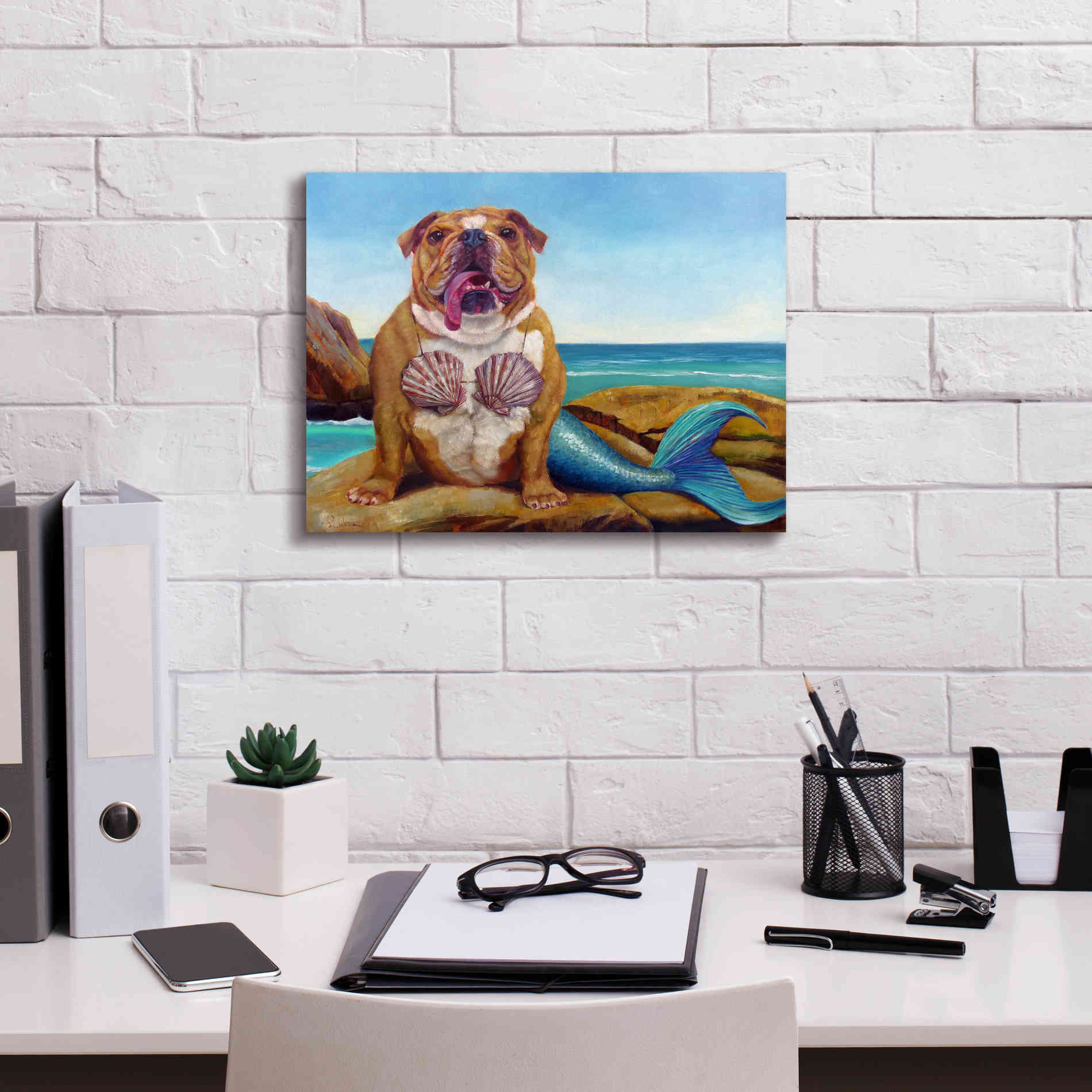 'Mermaid Dog' by Lucia Heffernan, Canvas Wall Art,16x12