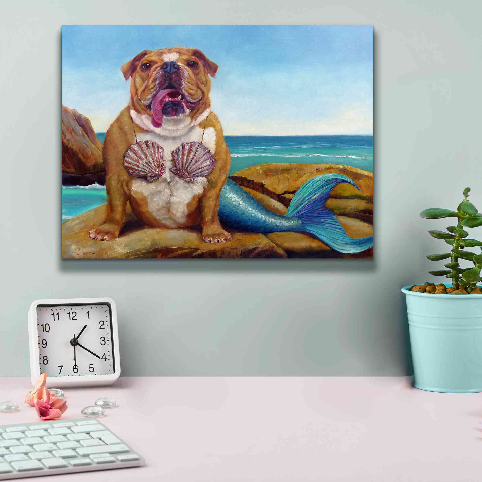'Mermaid Dog' by Lucia Heffernan, Canvas Wall Art,16x12