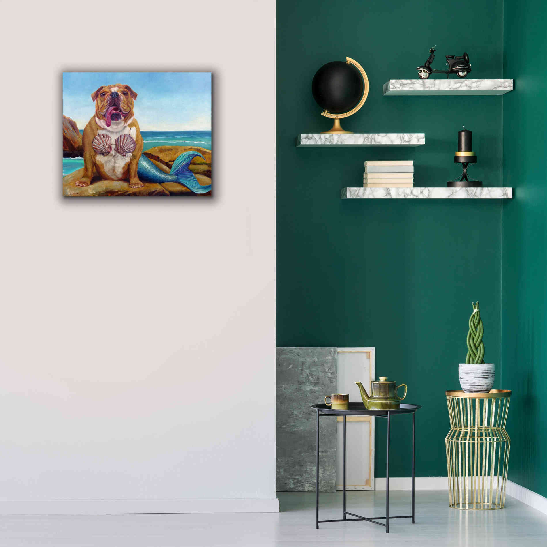 'Mermaid Dog' by Lucia Heffernan, Canvas Wall Art,24x20