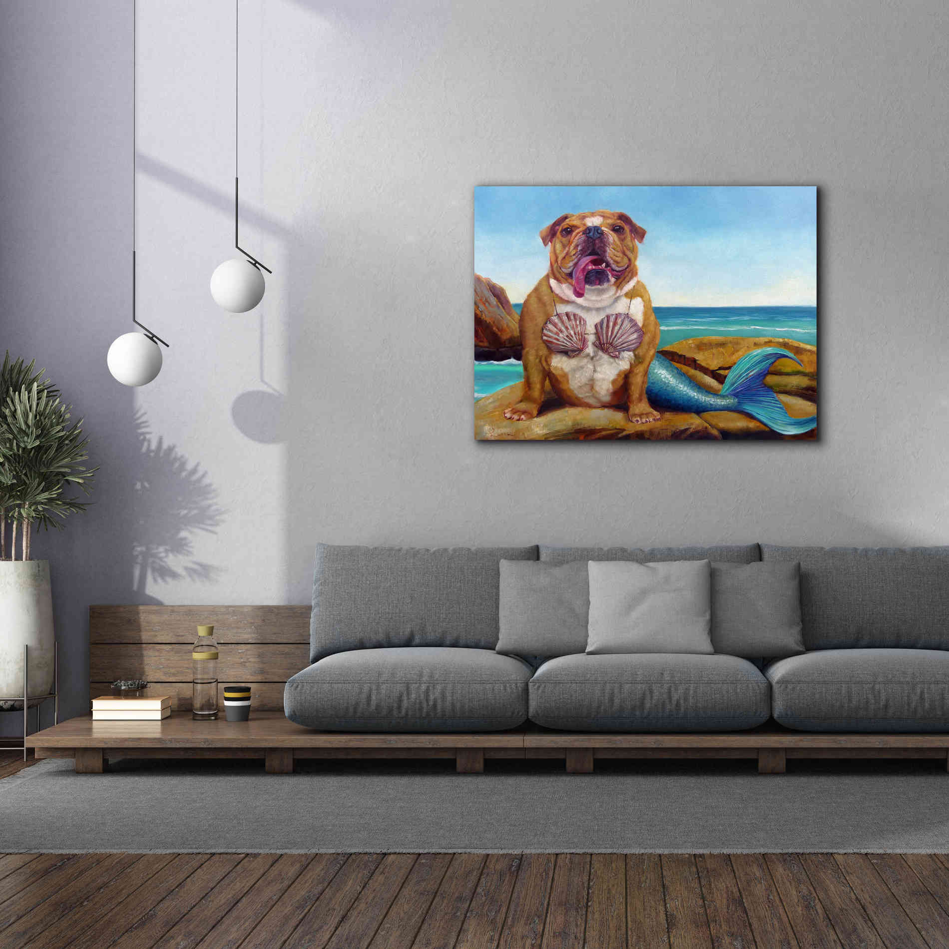 'Mermaid Dog' by Lucia Heffernan, Canvas Wall Art,54x40