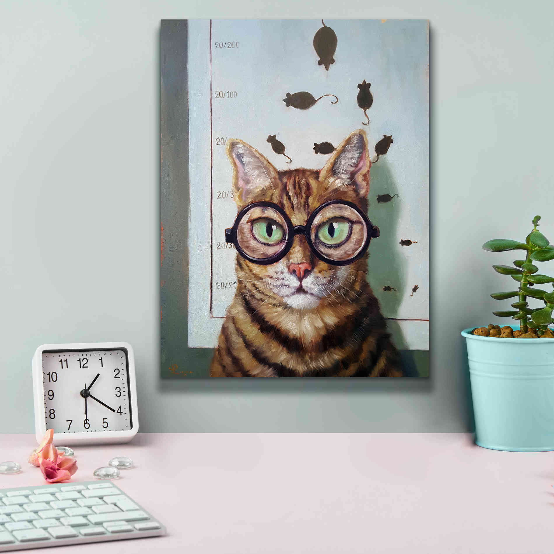 'Feline Eye Exam' by Lucia Heffernan, Canvas Wall Art,12x16