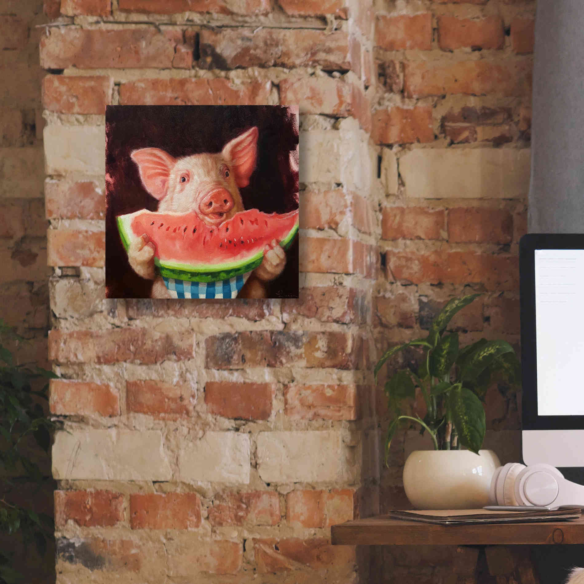 'Pig Out' by Lucia Heffernan, Canvas Wall Art,12x12