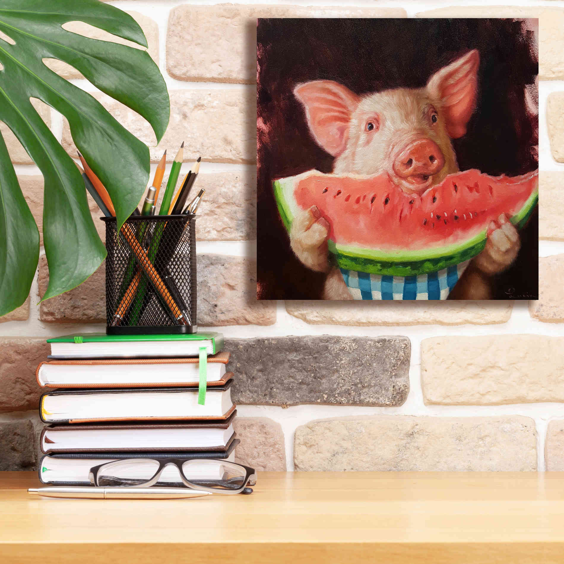 'Pig Out' by Lucia Heffernan, Canvas Wall Art,12x12