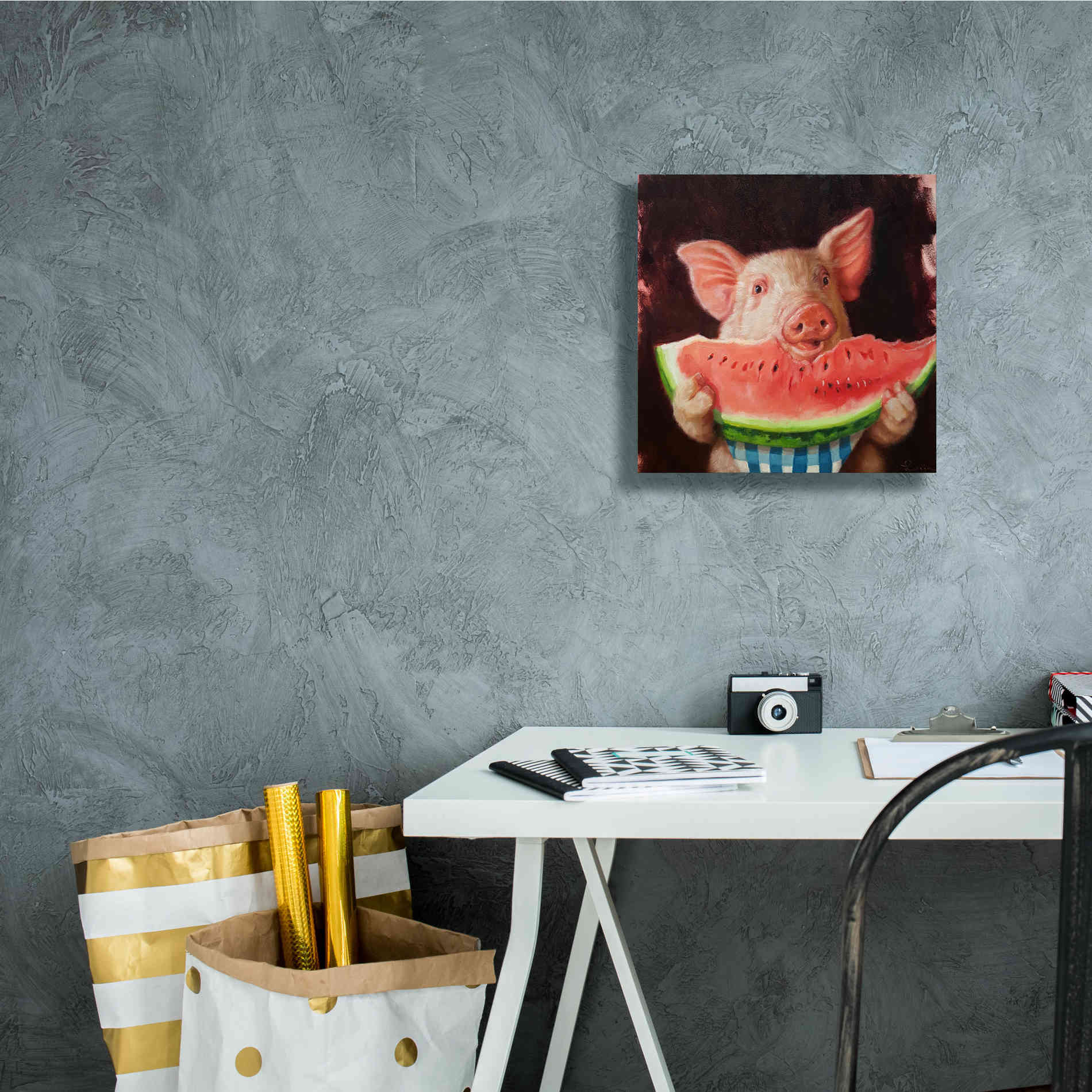 'Pig Out' by Lucia Heffernan, Canvas Wall Art,12x12