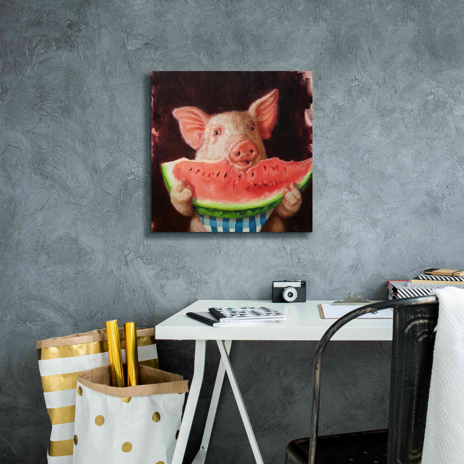 'Pig Out' by Lucia Heffernan, Canvas Wall Art,18x18