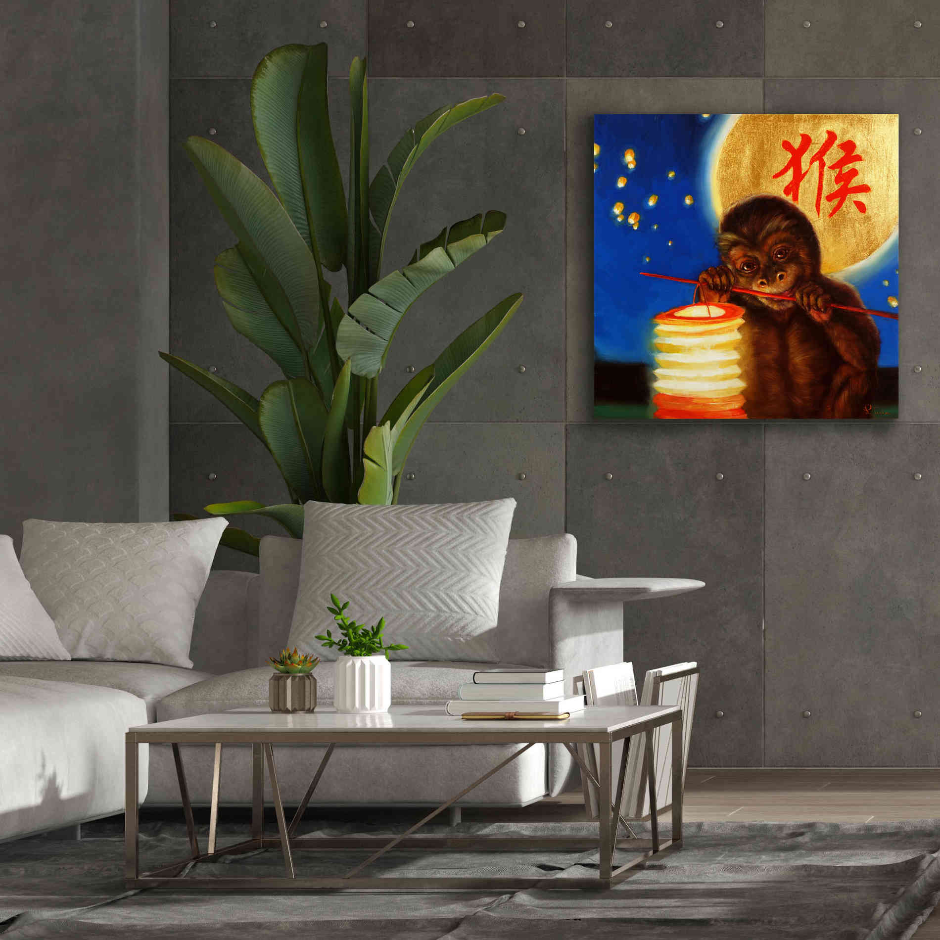 'Monkeyshine' by Lucia Heffernan, Canvas Wall Art,37x37