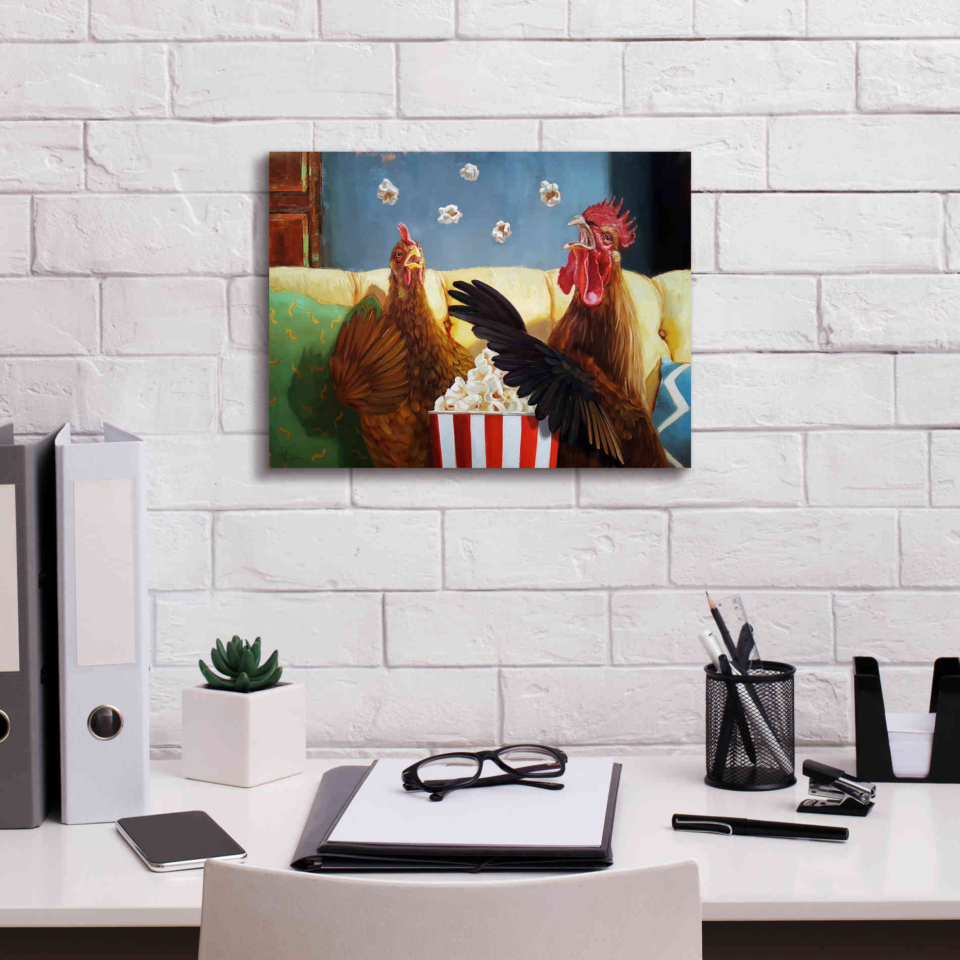 'Popcorn Chickens' by Lucia Heffernan, Canvas Wall Art,16x12