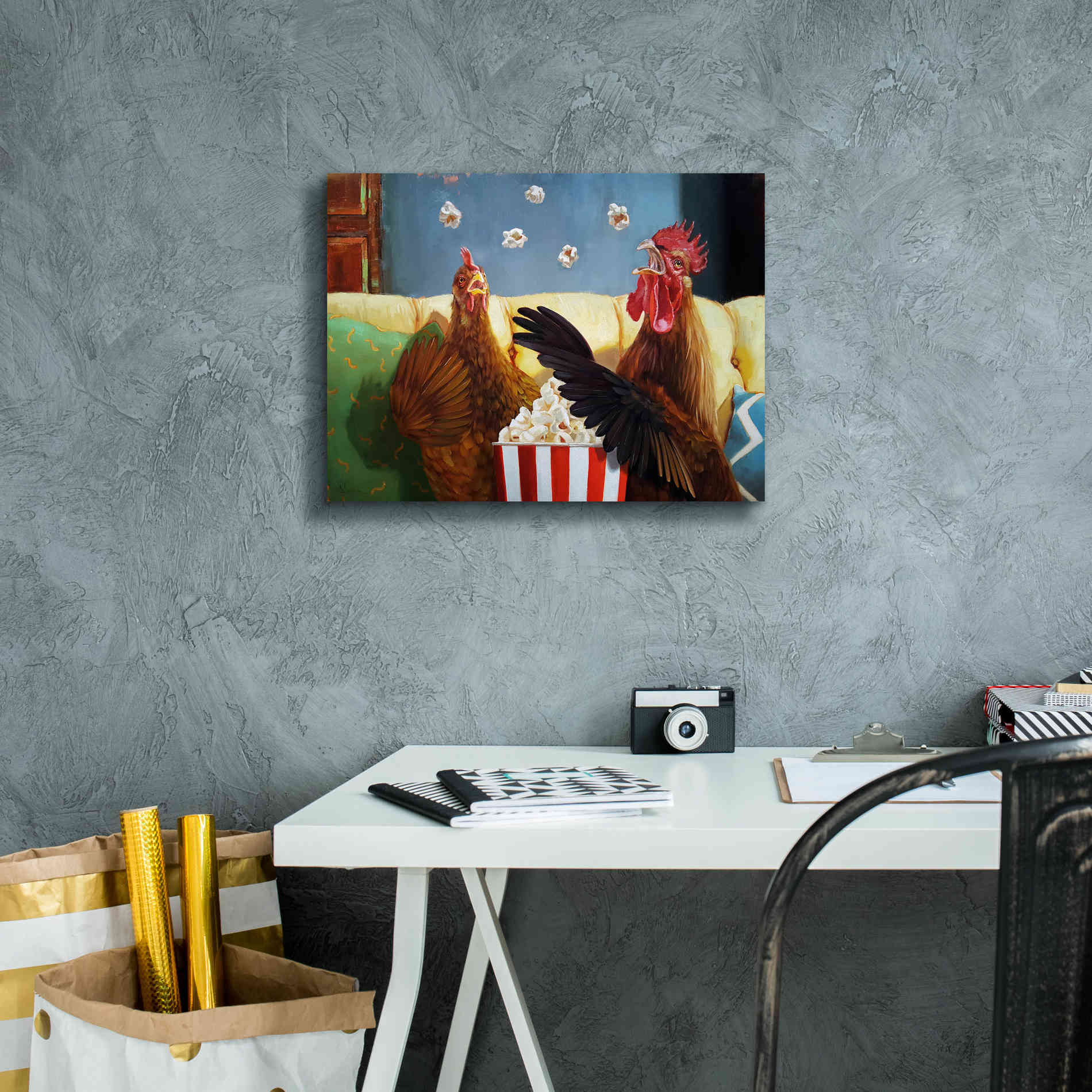 'Popcorn Chickens' by Lucia Heffernan, Canvas Wall Art,16x12