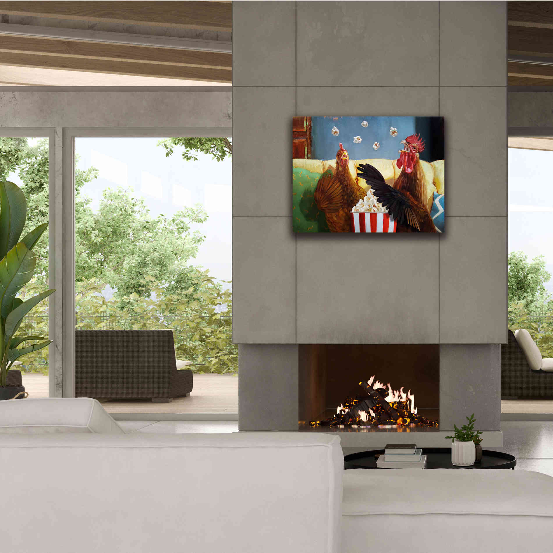 'Popcorn Chickens' by Lucia Heffernan, Canvas Wall Art,34x26