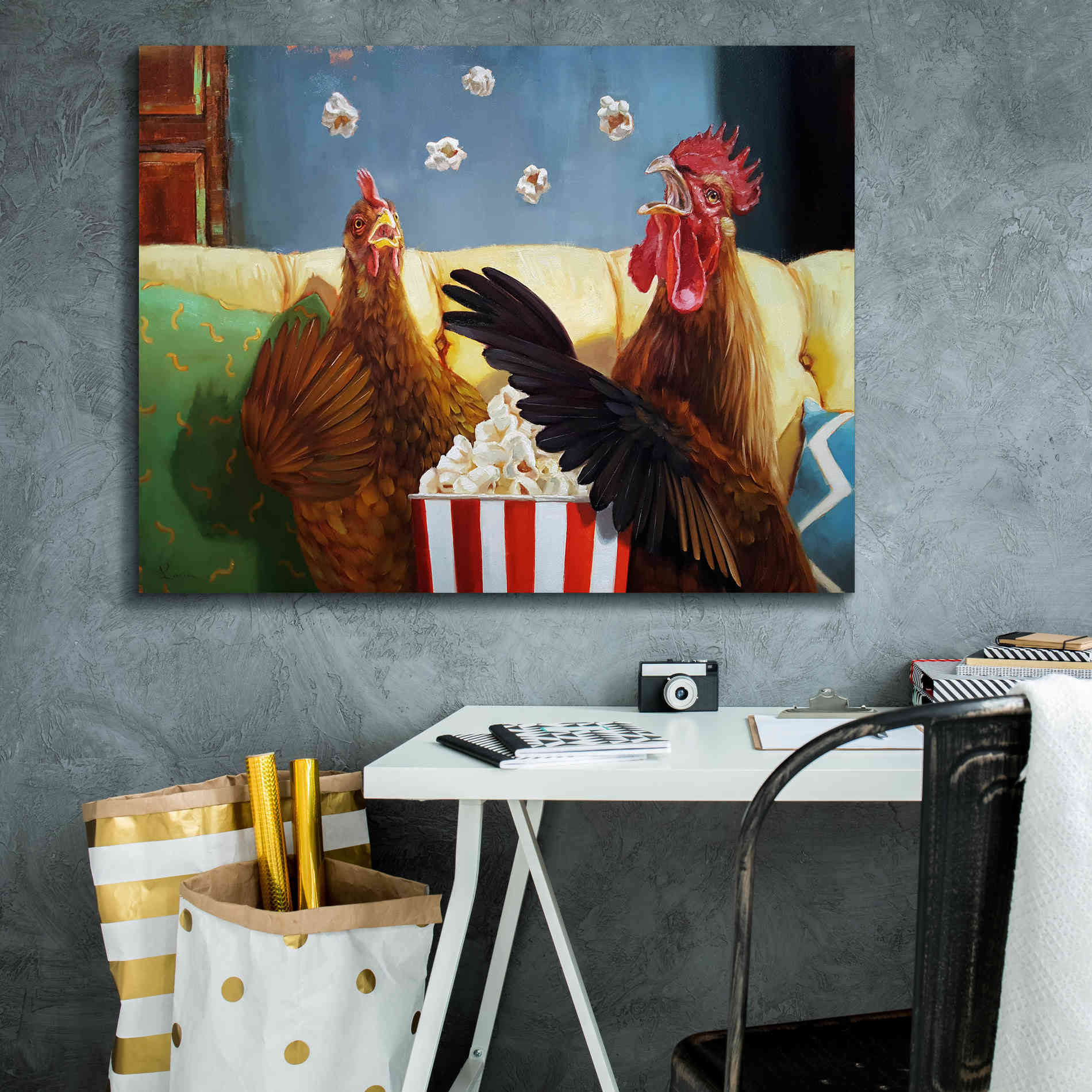 'Popcorn Chickens' by Lucia Heffernan, Canvas Wall Art,34x26