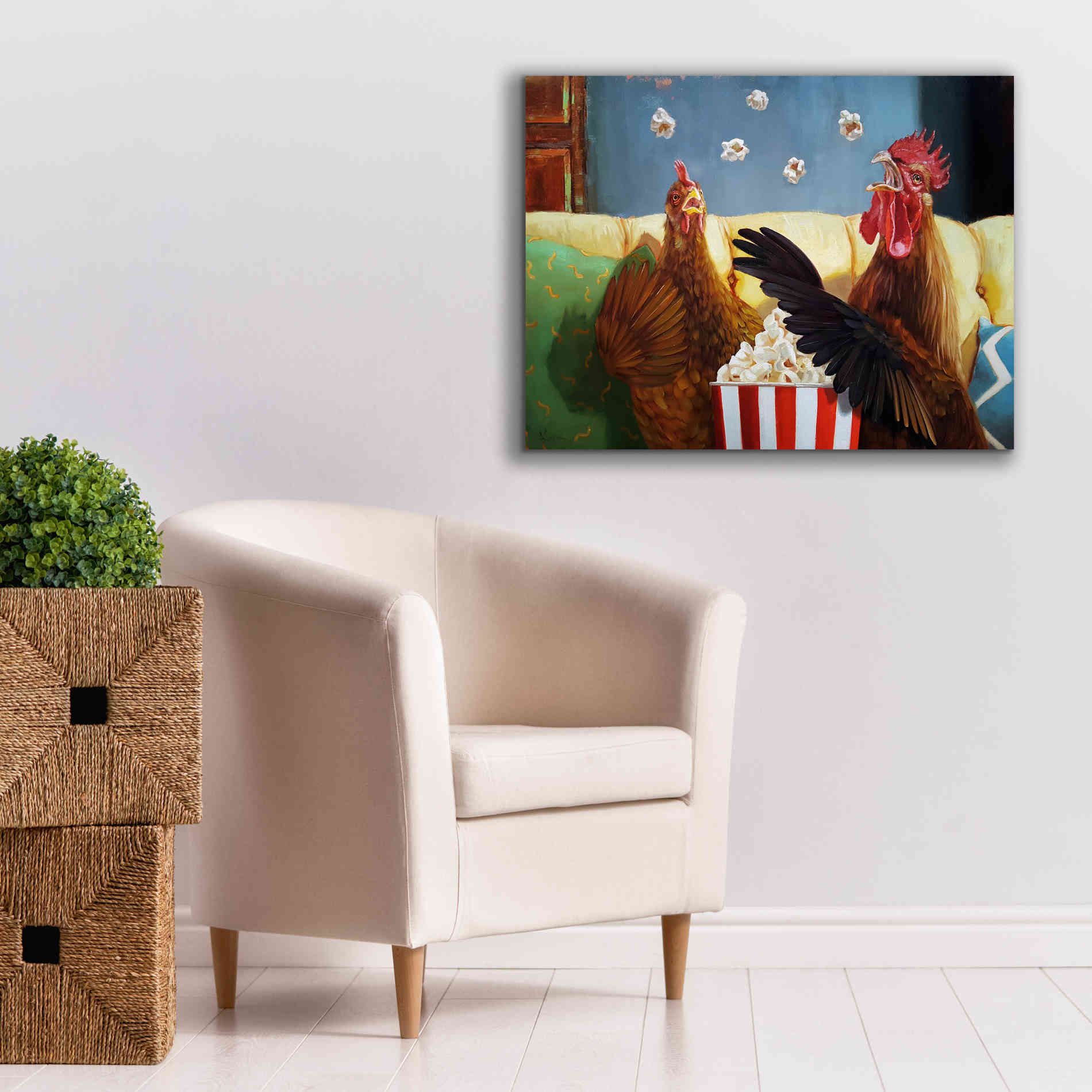 'Popcorn Chickens' by Lucia Heffernan, Canvas Wall Art,34x26