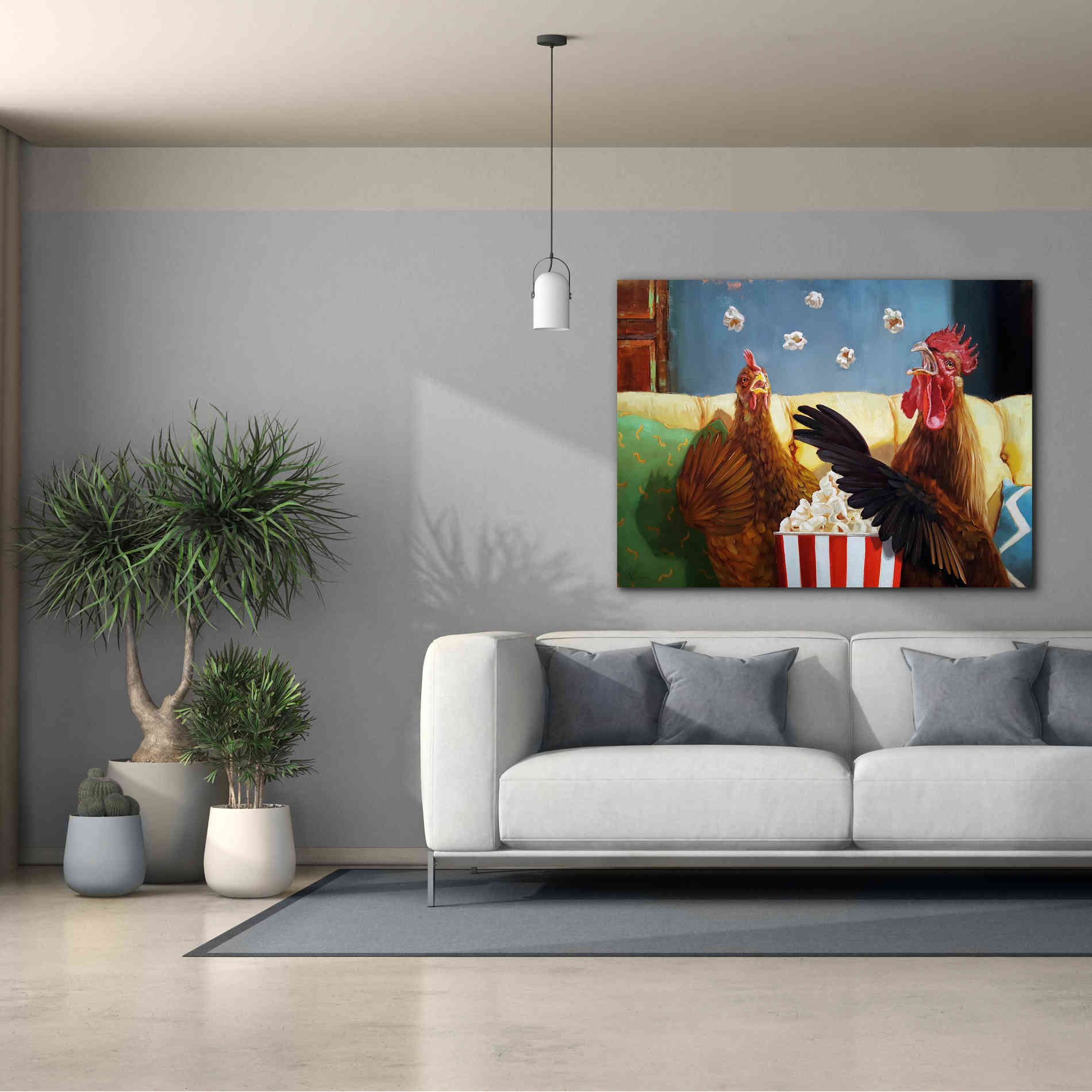 'Popcorn Chickens' by Lucia Heffernan, Canvas Wall Art,54x40