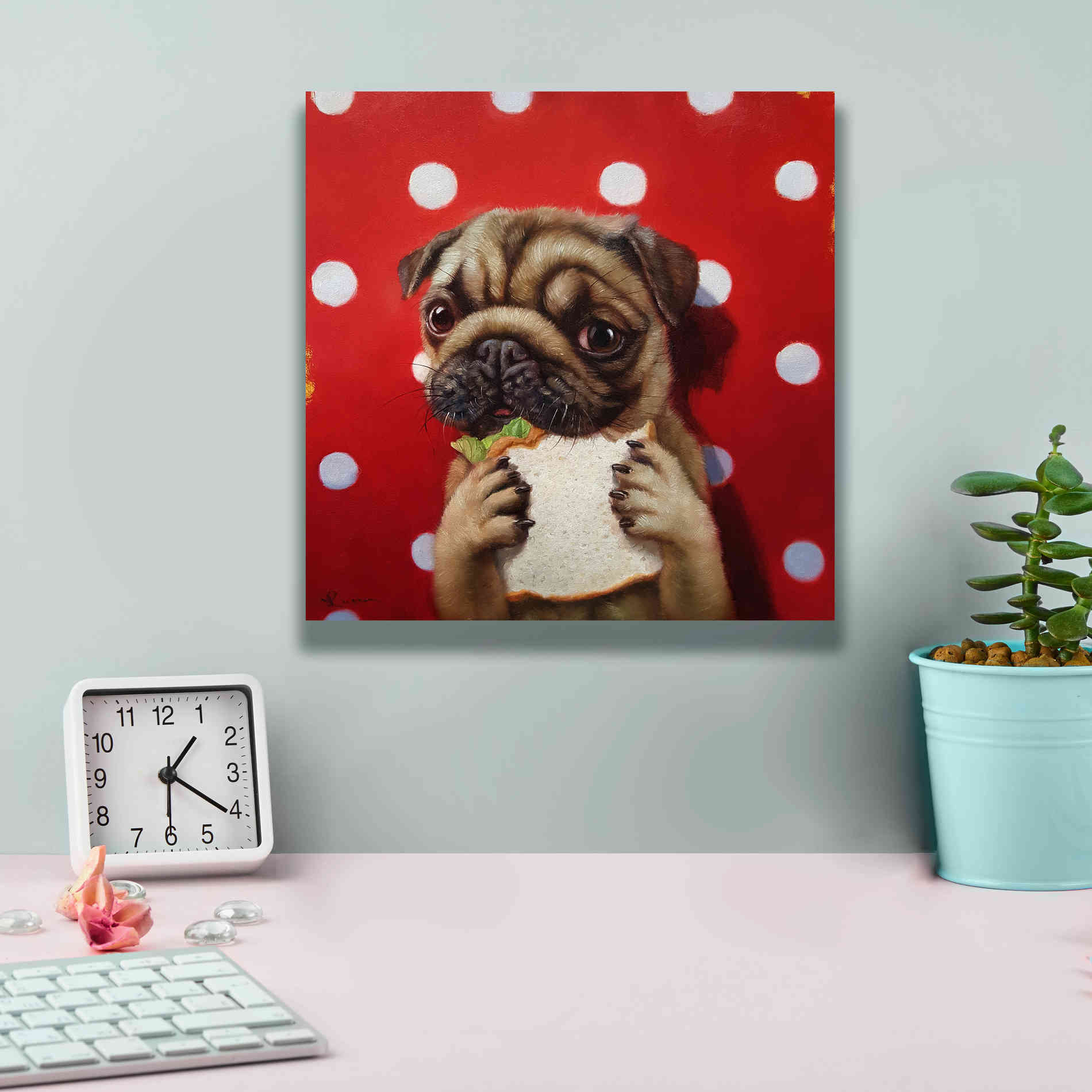 'Pugalicious' by Lucia Heffernan, Canvas Wall Art,12x12