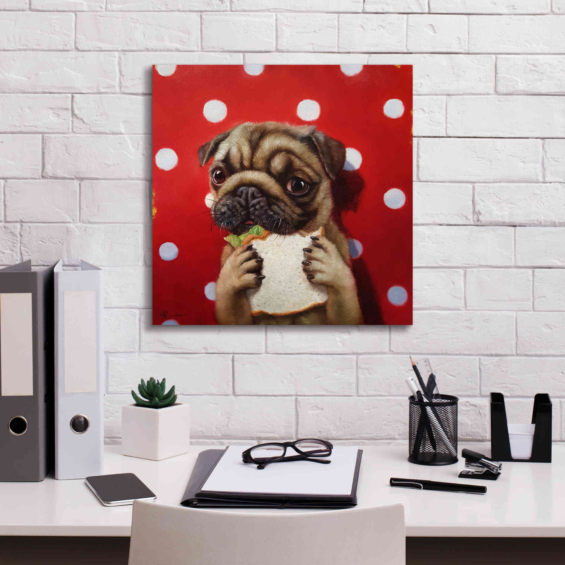 'Pugalicious' by Lucia Heffernan, Canvas Wall Art,18x18