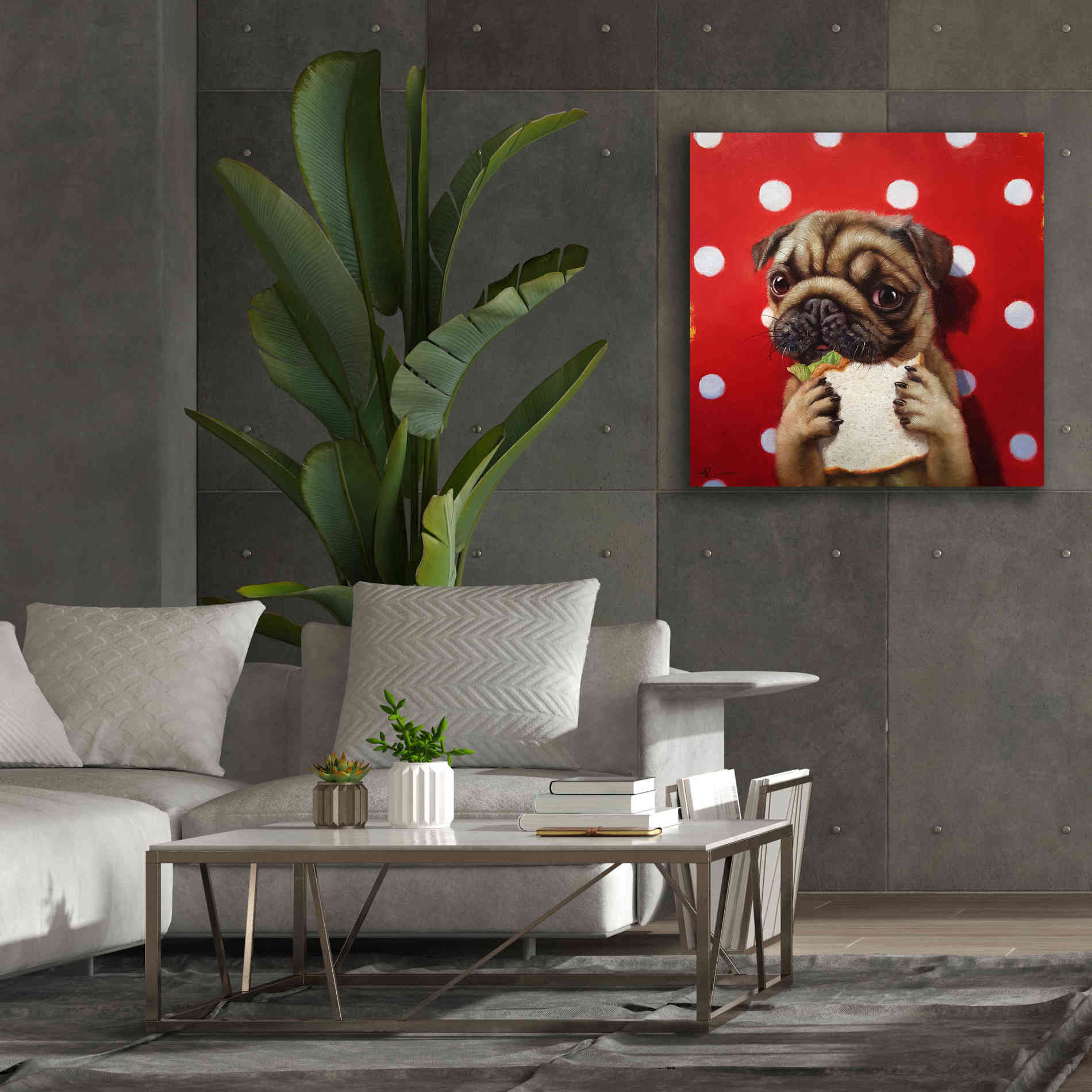 'Pugalicious' by Lucia Heffernan, Canvas Wall Art,37x37
