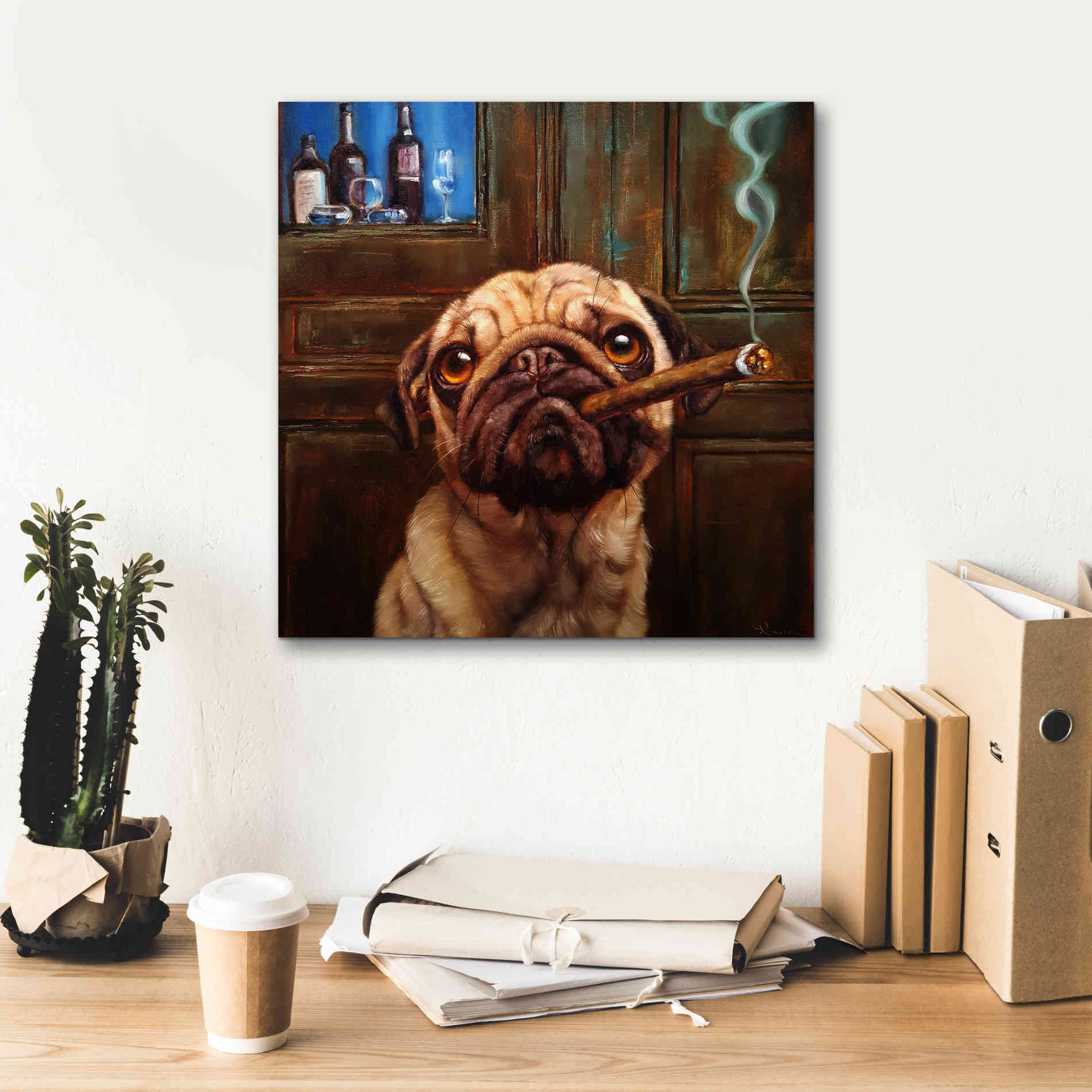'Uptown Pug' by Lucia Heffernan, Canvas Wall Art,18x18
