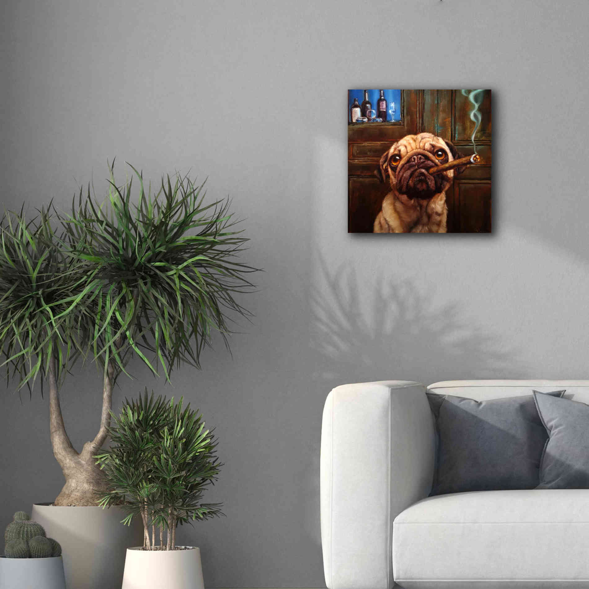 'Uptown Pug' by Lucia Heffernan, Canvas Wall Art,18x18