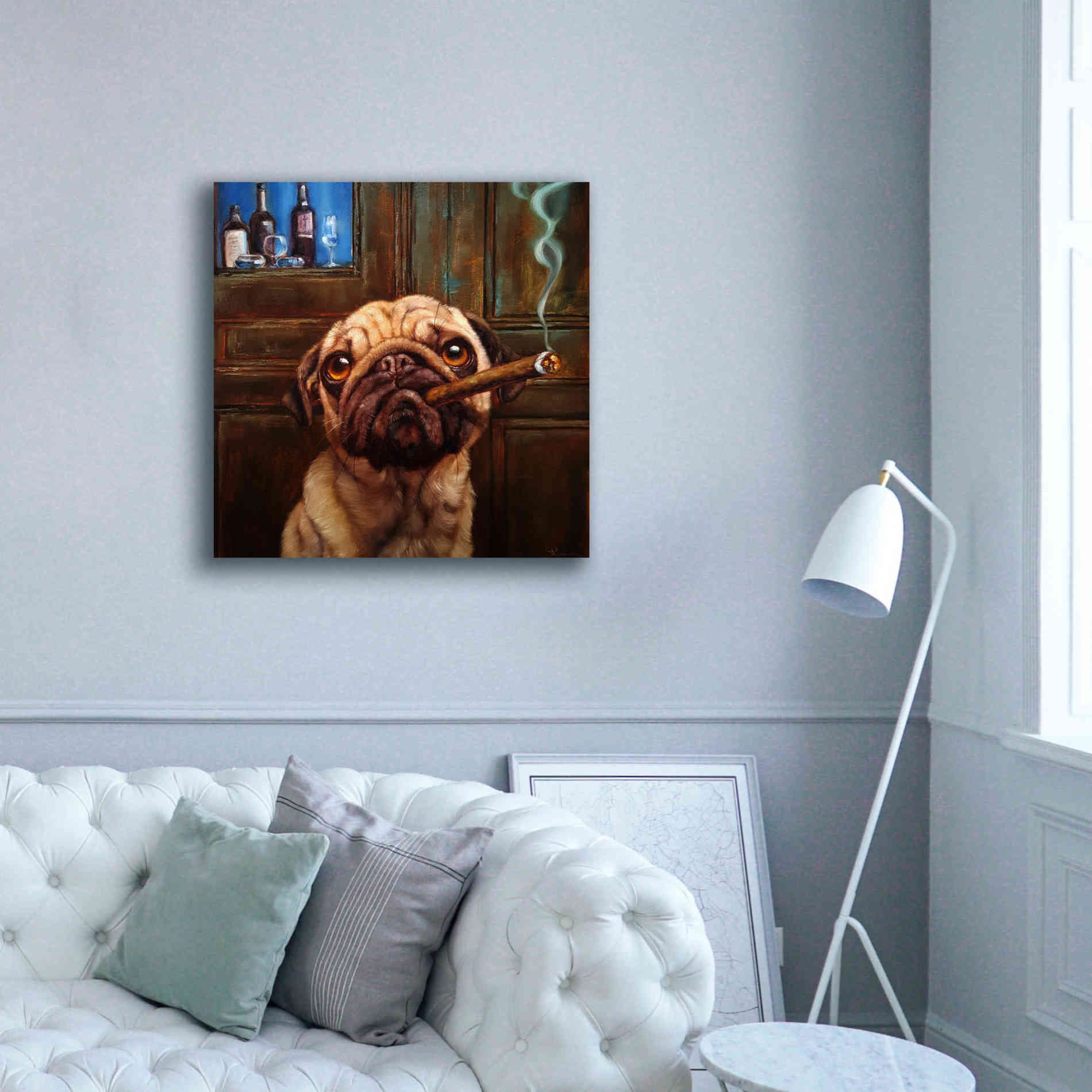 'Uptown Pug' by Lucia Heffernan, Canvas Wall Art,37x37