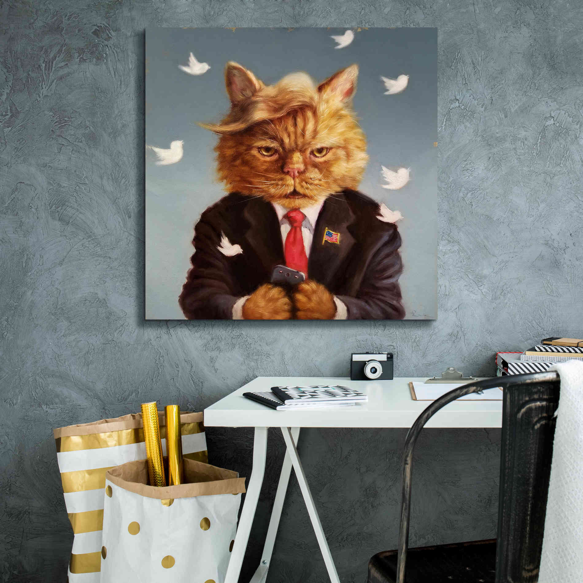 'Catty Remarks' by Lucia Heffernan, Canvas Wall Art,26x26