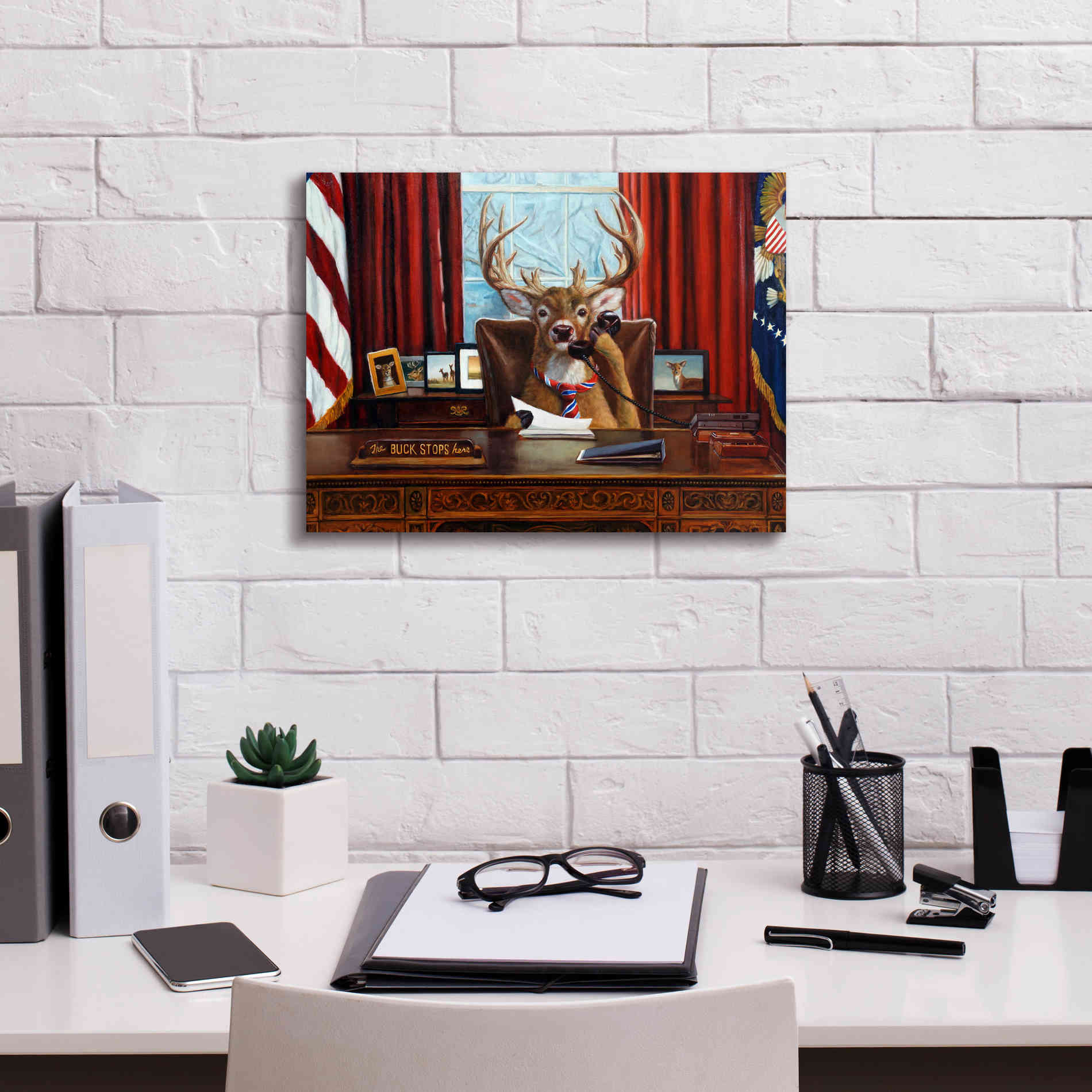 'The Buck Stops Here' by Lucia Heffernan, Canvas Wall Art,16x12