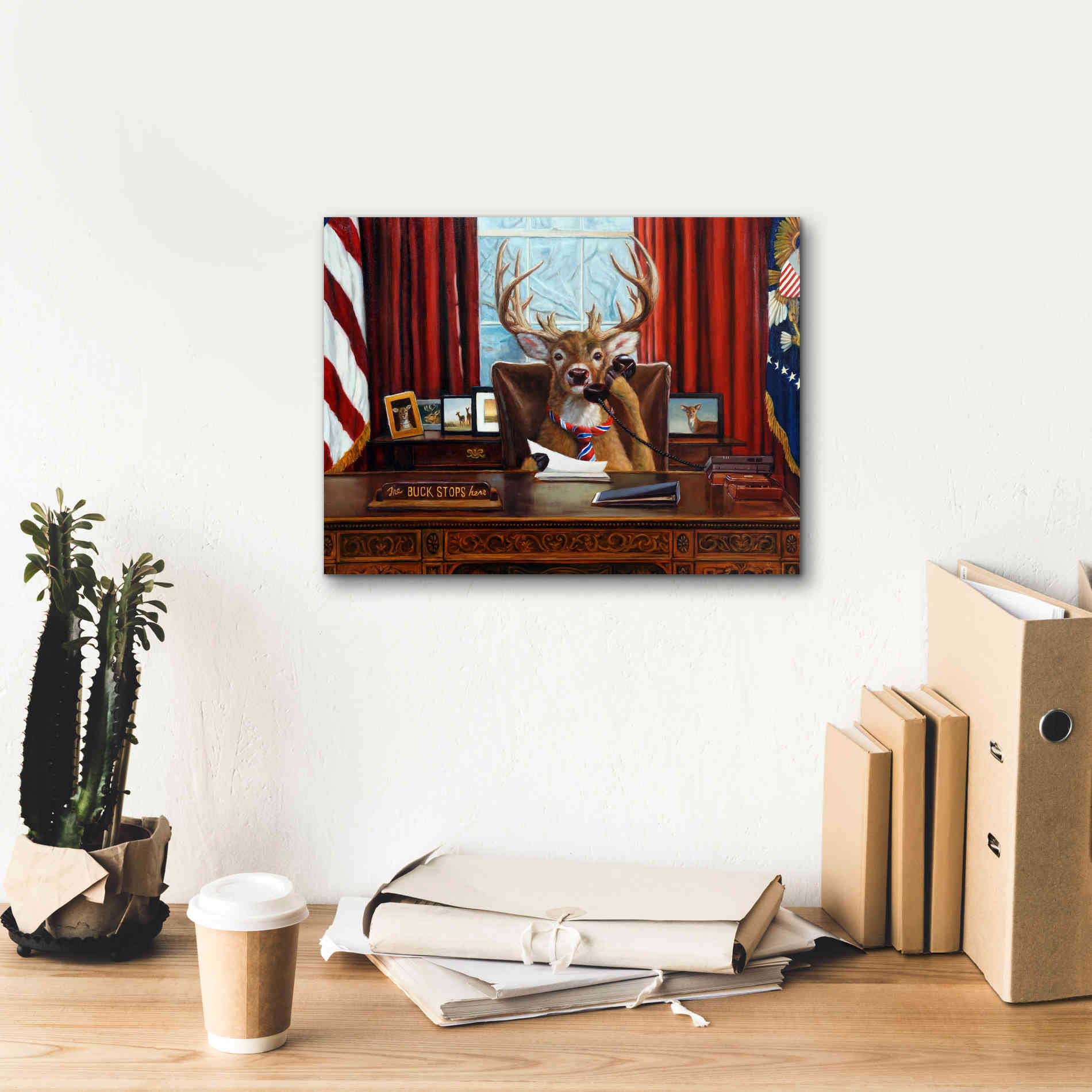 'The Buck Stops Here' by Lucia Heffernan, Canvas Wall Art,16x12