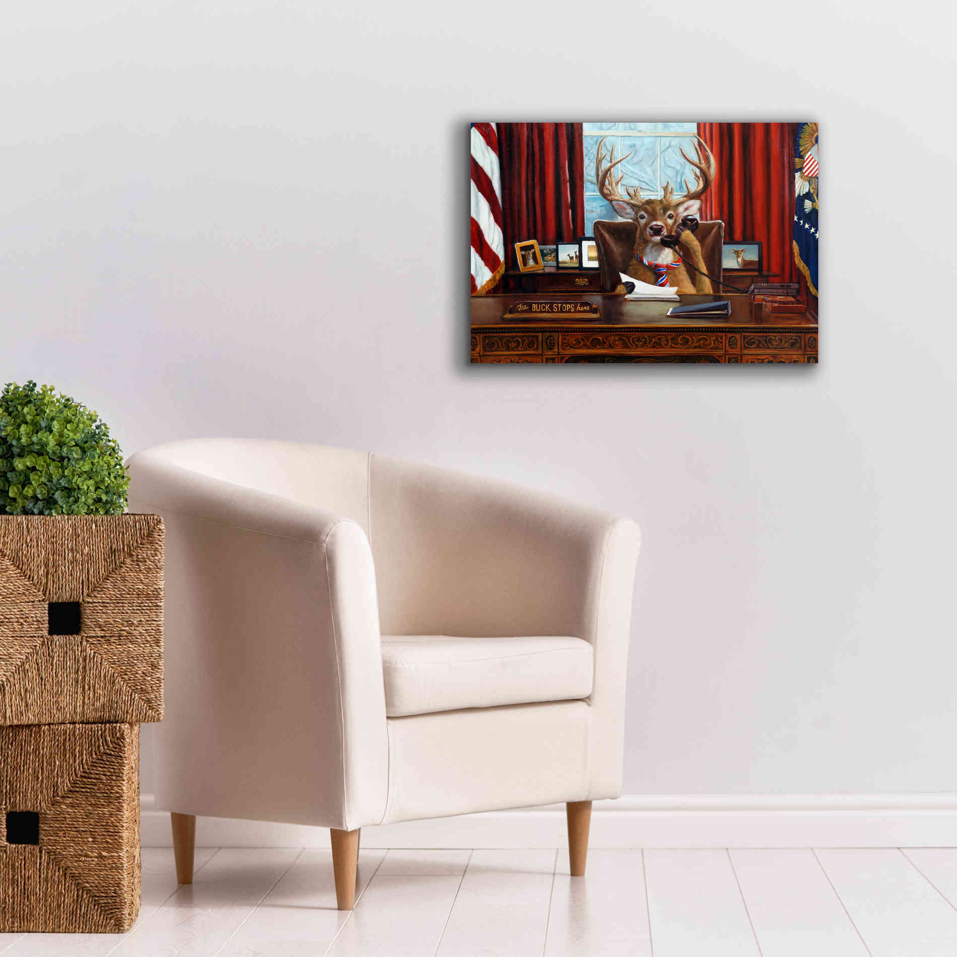 'The Buck Stops Here' by Lucia Heffernan, Canvas Wall Art,26x18