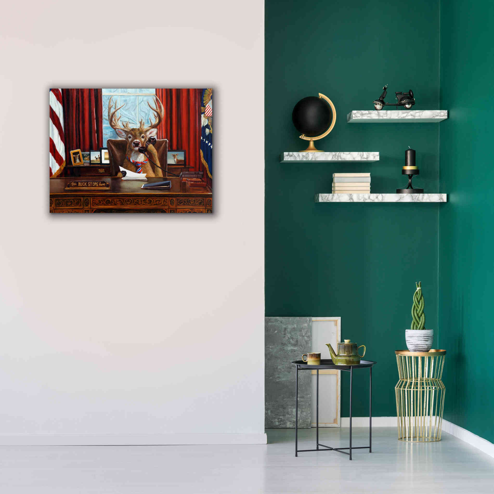 'The Buck Stops Here' by Lucia Heffernan, Canvas Wall Art,34x26