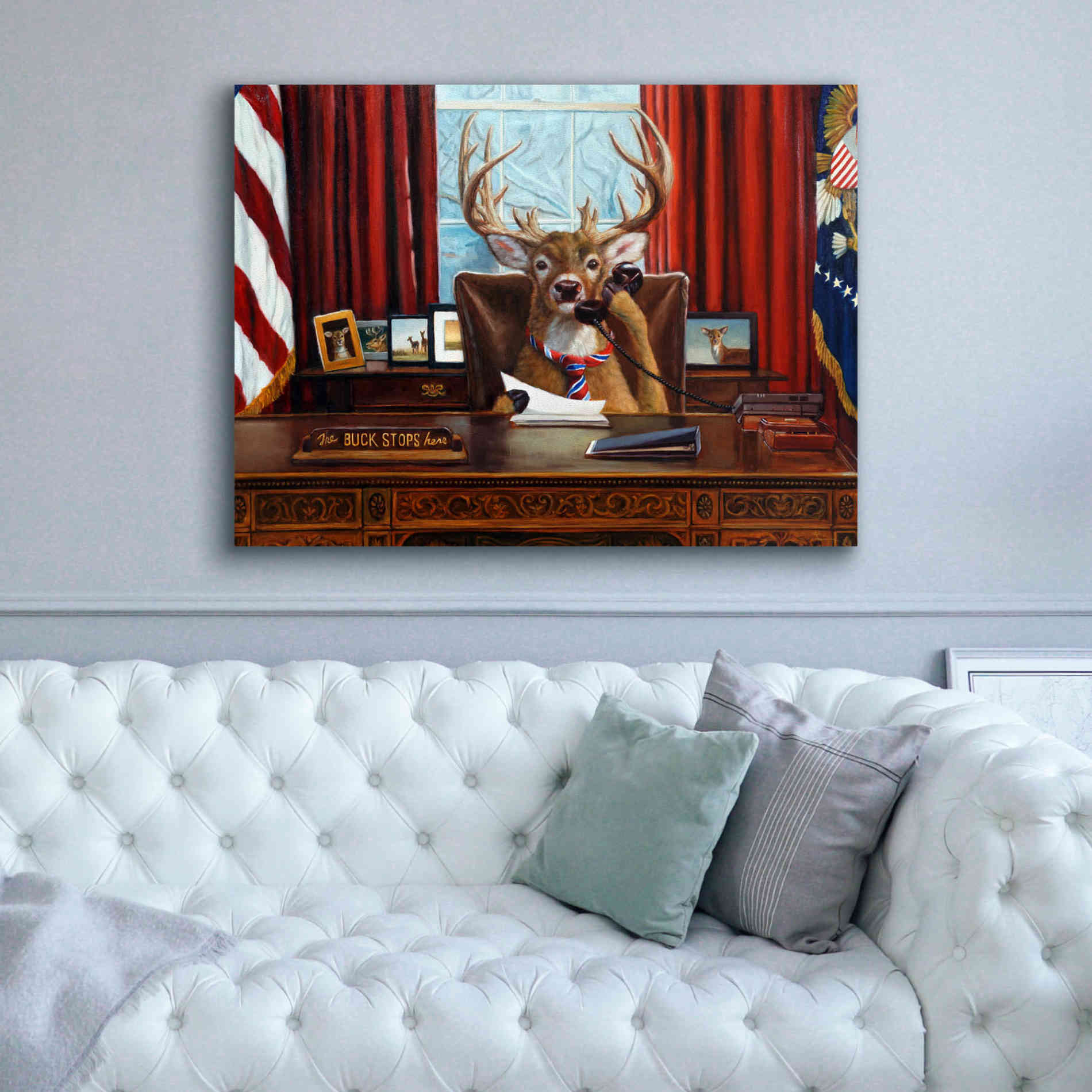 'The Buck Stops Here' by Lucia Heffernan, Canvas Wall Art,54x40