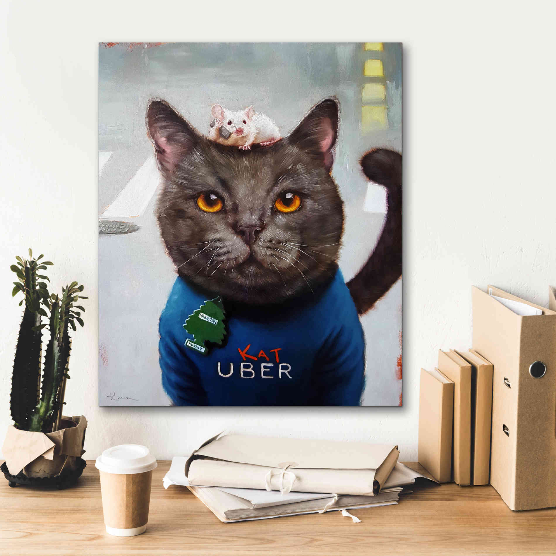 'Cat Uber' by Lucia Heffernan, Canvas Wall Art,20x24